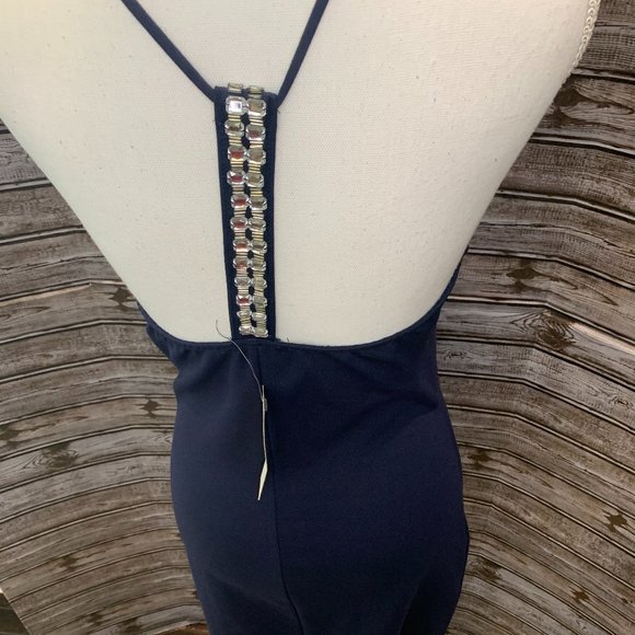 MONTEAU Navy Blue Sleeveless Halter Dress NWT - Picture 8 of 9